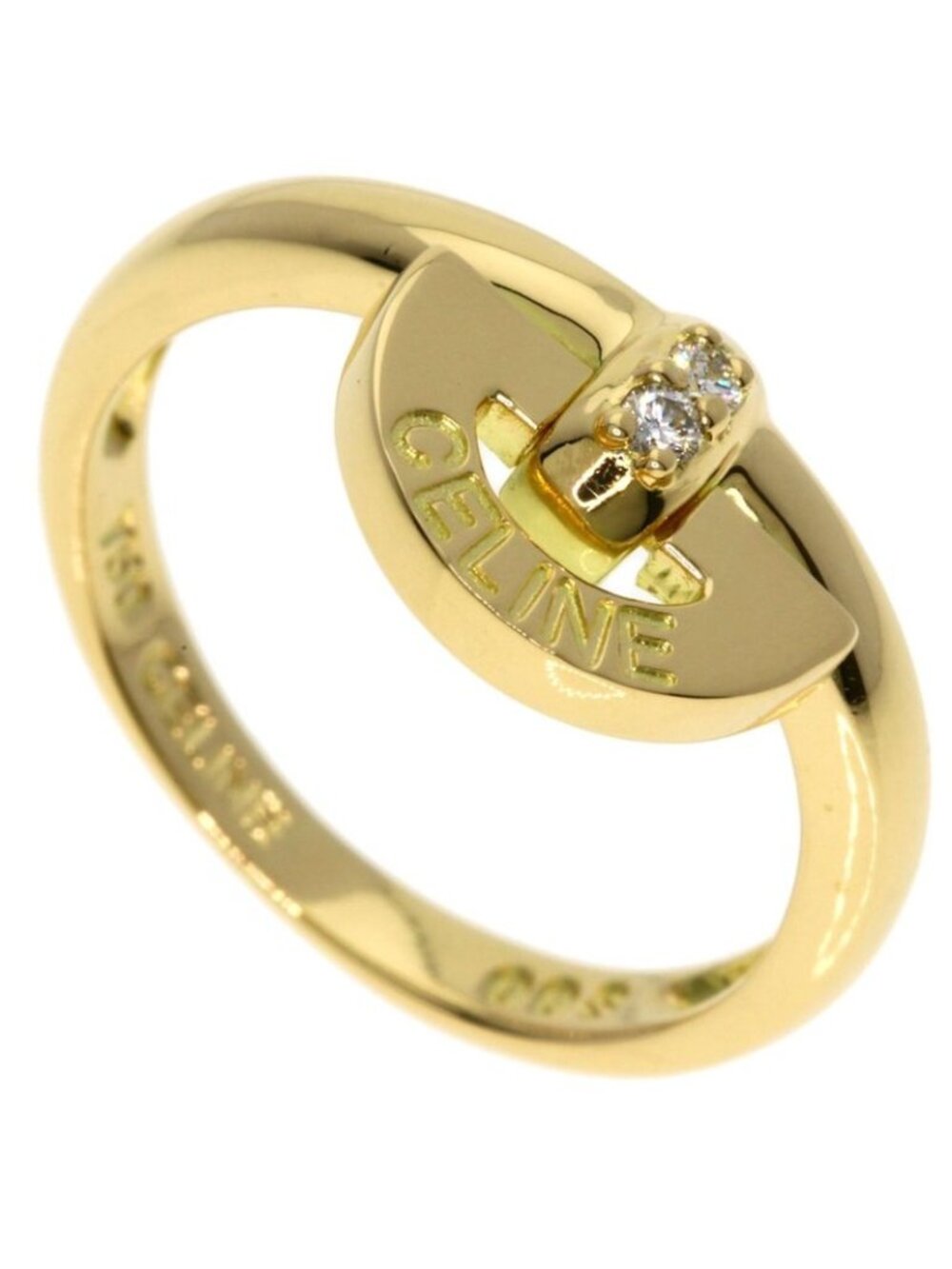 Celine Logo Diamond Ring 18k Yellow Gold
